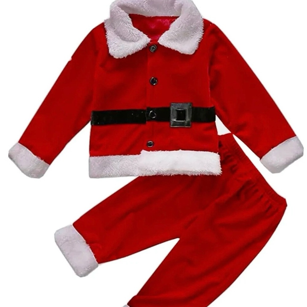 Cat & Jack Baby Boy 2 pc Velour Santa Claus Suit Jacket & Pants Size Newborn NWT